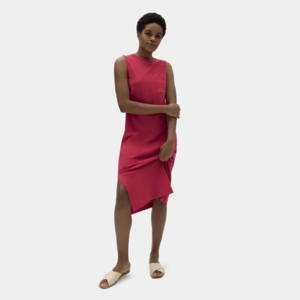 EVERLANE Pink 100% Cotton Relaxed Fit Summer Weekend Tank Midi Dress Size XS
